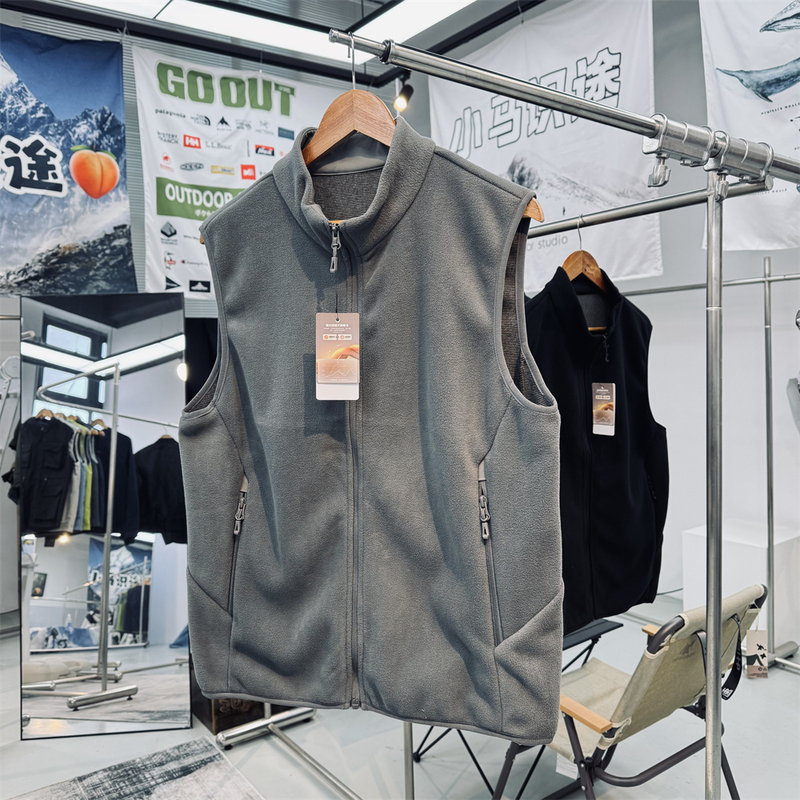 Technology Self-Heating Polar Fleece Unisex Horizontal Stripe Air Flow Channel Outdoor Dynamic Warm Fleece Vest