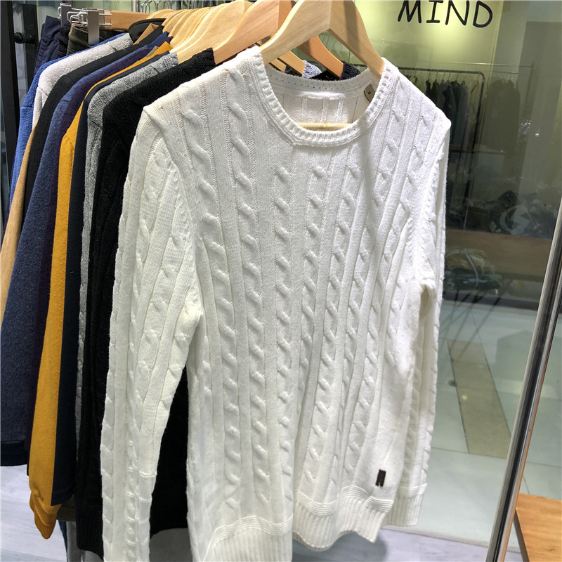 Foreign trade original single Qingdao factory goods 40% cashmere men twist knit round neck sweater sweater sweater