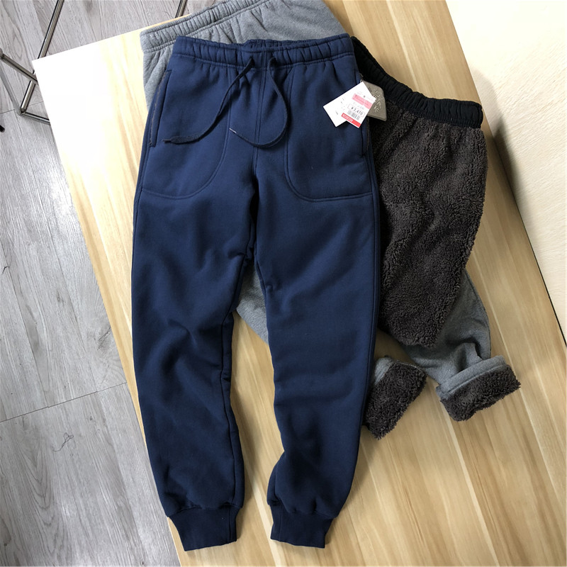 Foreign trade men can't afford the ball not falling out of color sports casual thickened coral suede winter warm and casual pants.