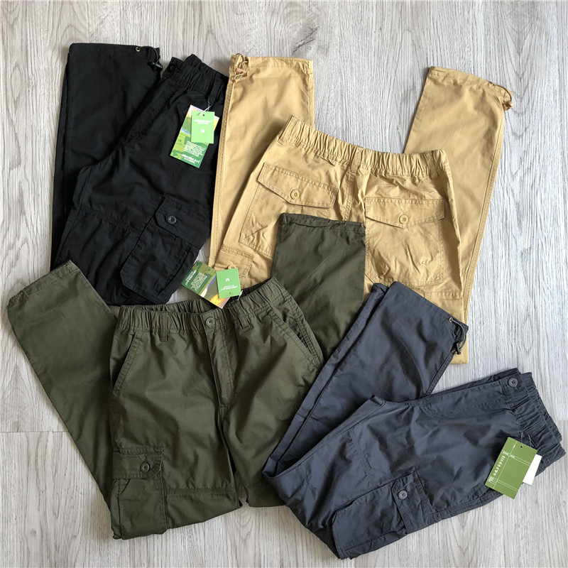 Foreign Trade Original Loose All Cotton Wash Men Autumn stereo multi - bag pants Workshop pants pants