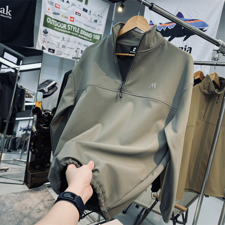 Island Country Special! Scratch-Resistant, Wear-Resistant, Water-Repellent, Unisex Outdoor Pullover Half-Zip Fleece Softshell Jacket