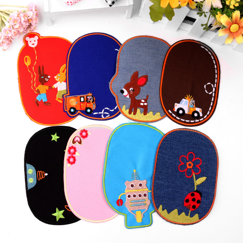 Children Cartoon Large Number Bu Stick Embroidered Knee Cuff Stickleback Gel Pants Sweater patch Patch Tincloth Applid Elbows Elbows