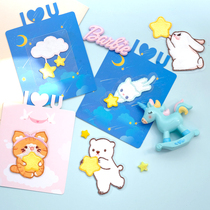 Pick Up Stars Cute Plush Animal Kitty Rabbit Small Bear Clouds embroidered cloth with flat phone shell Decorative Sticker