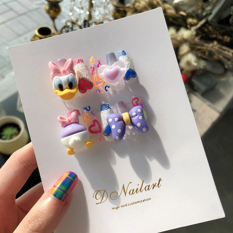 D Nail Art/Disney Daisy Daisy Wearable Nails Cartoon 3D Cute Nail Art Removable Nail Pieces