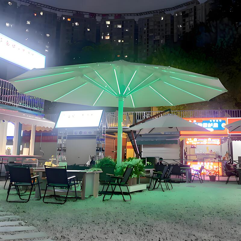Outdoor Sunshade Umbrella for Beach and Scenic Spots, Cafe 7m Extra-Large Center Pole Imperial Landscape Wind-Resistant Umbrella with Lights and Starlight