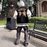 Бейсбольная осенняя форма, шерстяная тонкая куртка, парная одежда для влюбленных, в американском стиле