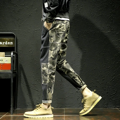 Камуфляжные трендовые штаны для отдыха, в корейском стиле, оверсайз