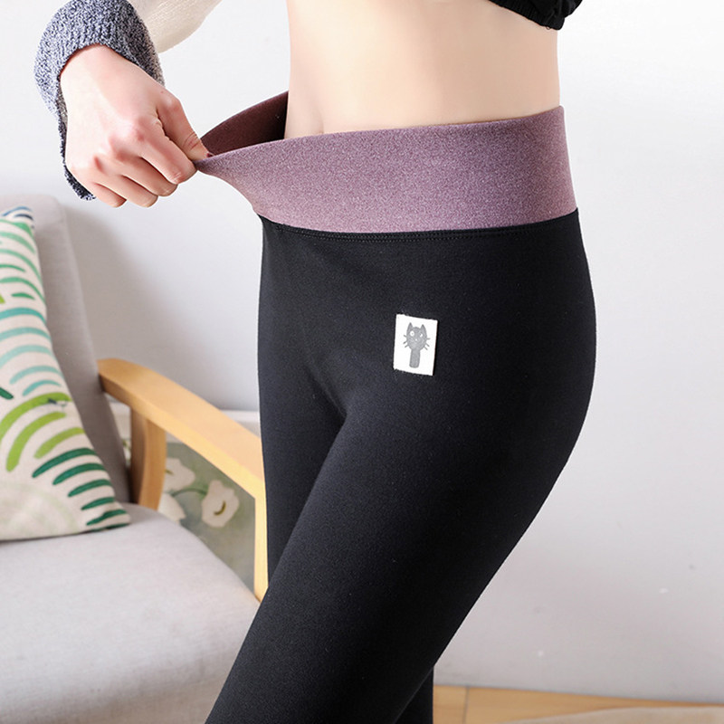 2019秋冬新款高腰纯棉打底裤外穿女大码胖MM加大加肥加绒小脚裤