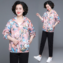 Middle-aged mother summer wear thin coat 2021 new middle-aged womens summer large size age suntan coat