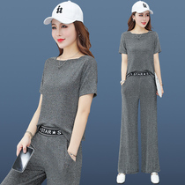 Young mother summer dress foreign style suit 2021 new fashion age-old one-word collar casual sportswear