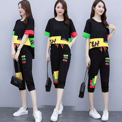 单/套装 2021夏季新款网红大码女装宽松遮肉显瘦减龄洋气时尚套装