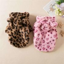Fleece Dog Hoodie Winter Warm Pet Dog Clothes Leopard Print