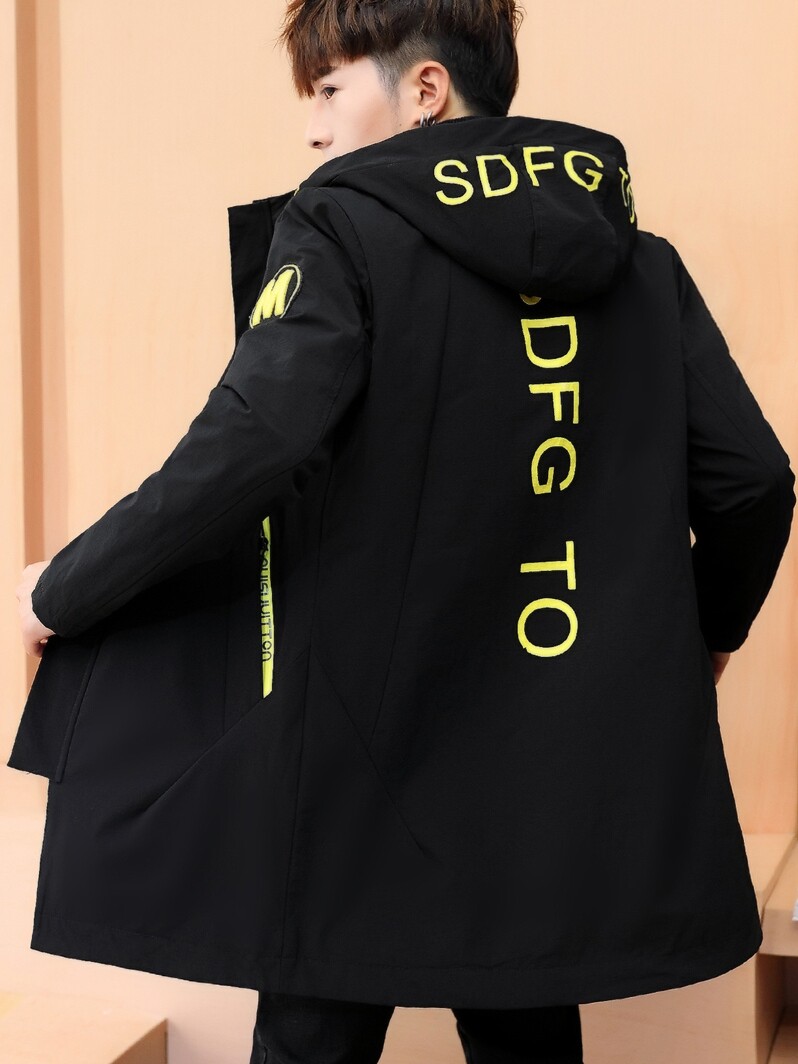 Autumn and winter in the long version of the Korean version of the trend handsome velvet thickened jacket Student youth casual jacket windbreaker men