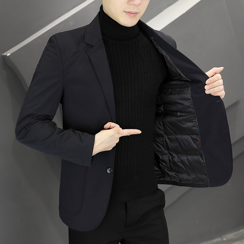 Casual Suit Men's down Jacket Winter 2023 New Trendy Stylish Slim-Fit Cold-Resistant Warm Suit Jacket for Men