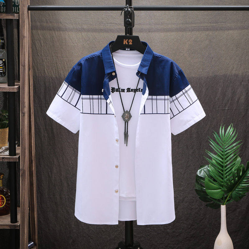 Youth summer thin shirt men's short sleeve Korean version of the trend of high school junior high school students summer handsome men's shirt