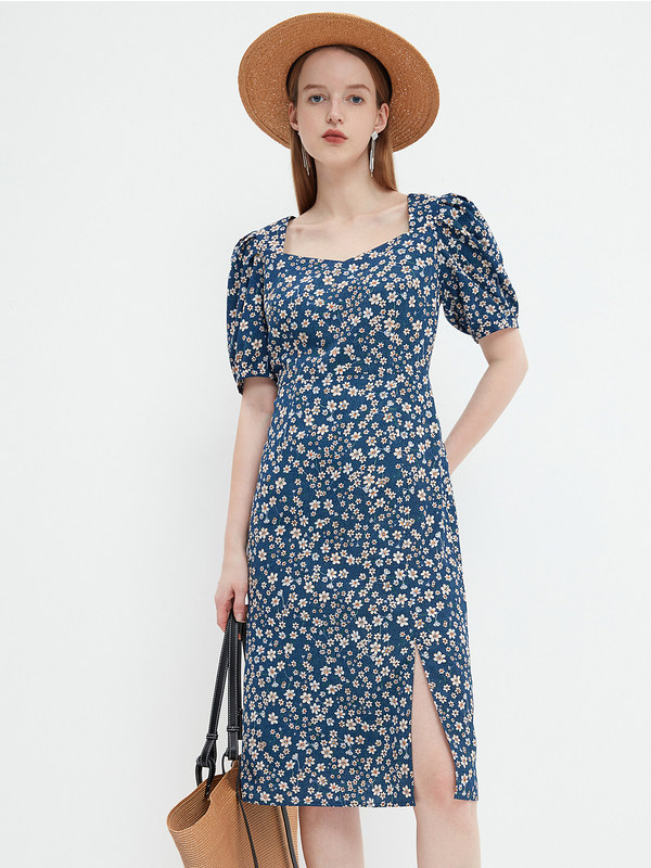 Spot Poetry 2022 summer new watermark printing bag hip small A skirt hollow slit dress 6C51205370