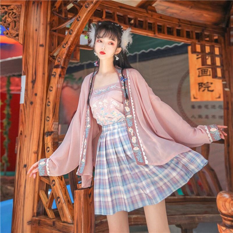 Hanfu to work in summer (lacquer crossing) female Chinese wind improvement short dress student Affordable Commuter Summer Cabbage Whole