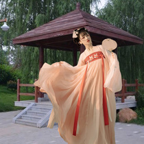 (Qi Du)Hanfu womens Chinese style summer thin large sleeve shirt Qi chest skirt Fairy little man cabbage full set