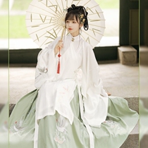 Ming system (Qidu) Hanfu female collar slanting long jacket embroidered jacket skirt student cabbage price autumn clothing full set of ancient costumes