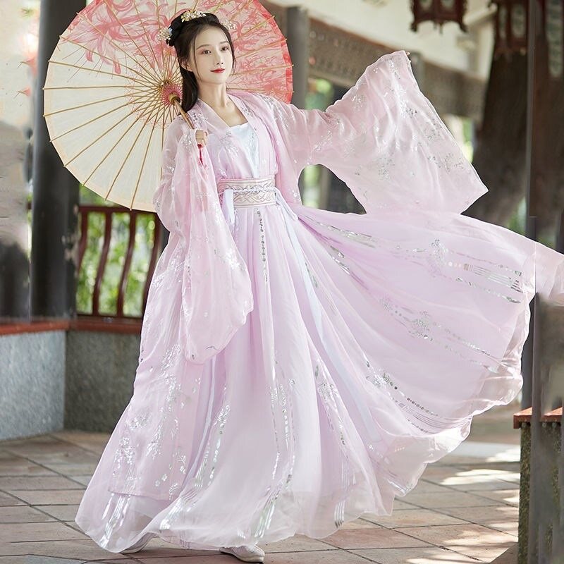 Hanfu Qi waist whole set (lacquered ferry) female Chinese wind Tang system with large sleeve shirt jacket skirt Spring and autumn super fairy 150
