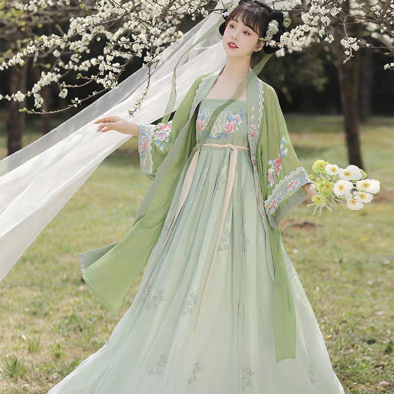 Han - suited female summer adult (Tang) Chinese style cocktail dress embroidered chest dress antique
