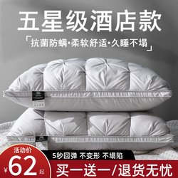 Pillow Core for Five-Star Hotels, Neck Protection, Sleep Aid, Special for Home Use, a Pair, Non-Collapsing, Adult Men, Soft, Full Head