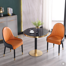 Marble negotiation reception table and chair combination sales office simple modern balcony business small round table light luxury reception
