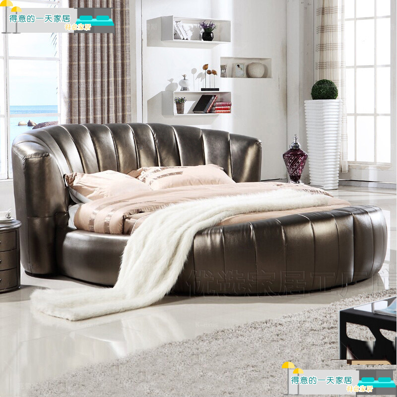 Nordic minimalist modern hotel double theme 1 8 leather art 2 2 m large round bed round princess wedding bed