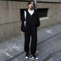 Loose thin sports suit women autumn and winter students Korean fashion foreign style casual two-piece sweater hooded tide
