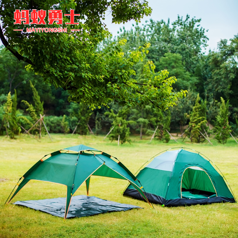 Ant Warriors double - floor fully thickening tent outdoor 2 - 3 - 4 people 2 room waterproof camping rain