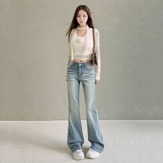 2026 New Style American Retro Flared Jeans for Women, High-Waisted, Slim-Fit, Floor-Length, Versatile Bell-Bottom Pants