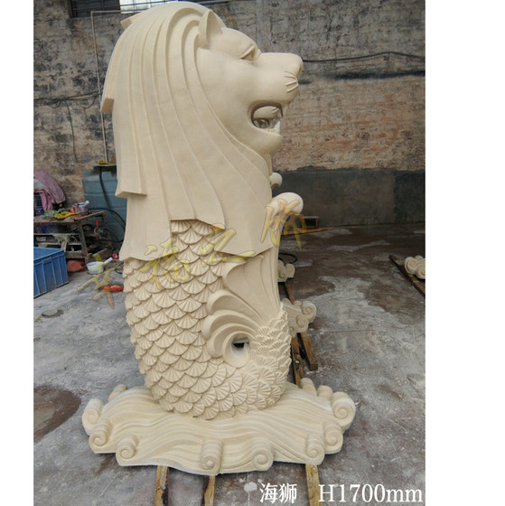 Customized water-spraying sea lion imitation sandstone fountain pool Merlion water-spraying animal artificial sandstone sculpture waterscape decoration