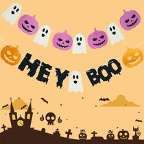 Halloween Party Atmosphere Decoration Witch Spider Latte Horror Festival Pumpkin Head Skull Ghost Bat Latte Flag