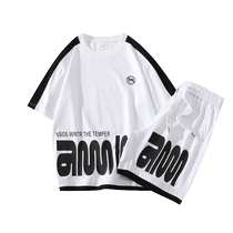 Short Sleeve T-shirt 50% Pants Suit Summer New Teens Loose set of clothes Mens handsome two sets of damp