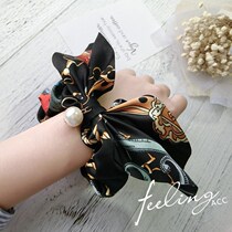 Hairband Korean bow floral headdress coliform temperament chiffon tie head rubber band ribbon headgear female