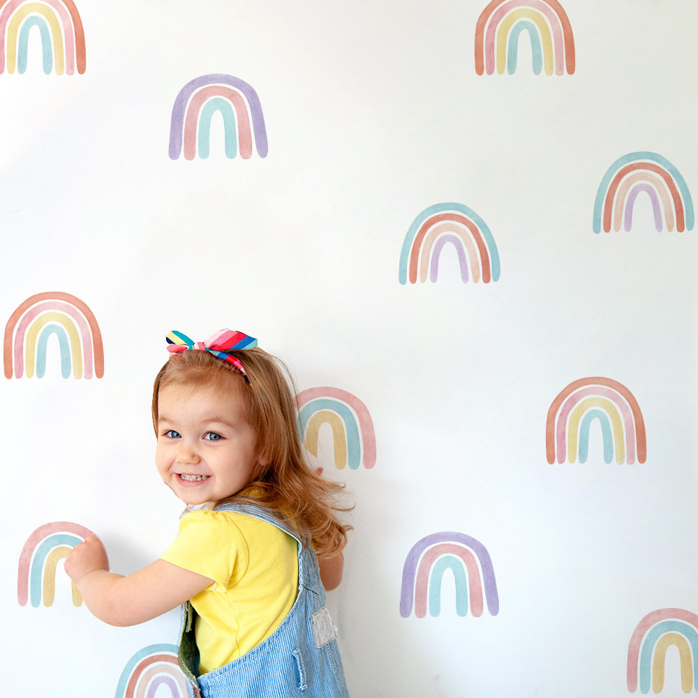 ins children room wall sticker background post rainbow wall patch nursery placement decoration room sticker self-adhesive removable