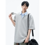 Комплект, рубашка, летняя футболка polo, в американском стиле, имитация рубашки, короткий рукав, оверсайз