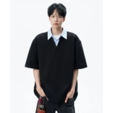 Комплект, рубашка, летняя футболка polo, в американском стиле, имитация рубашки, короткий рукав, оверсайз