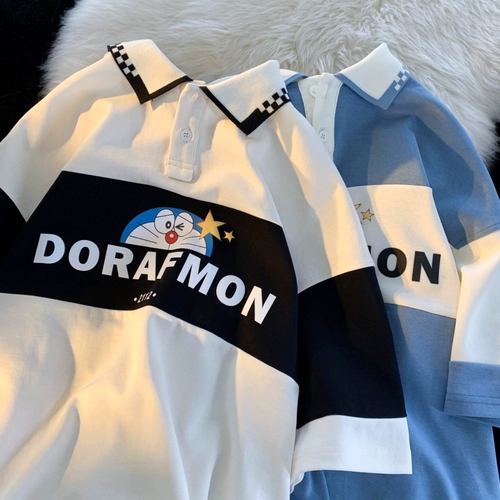 Летняя японская футболка polo для влюбленных для отдыха, в американском стиле, короткий рукав, свободный крой