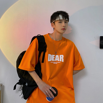 Short Sleeve T-Shirt Male Summer Tide Card Easy Round Collar Letter Printed Big Code Blouse Port Wind Casual Half Sleeve Body Shirt