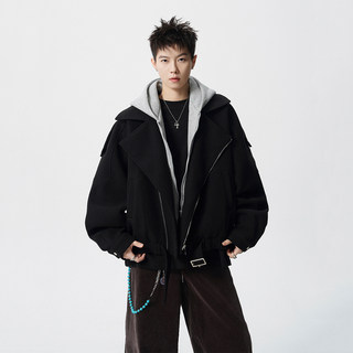 American-Style Fake Two-Piece Woolen Jacket for Men, Trendy Brand, Autumn Loose Casual High-End Cool Short Top