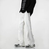 Осенние дизайнерские черные джинсы, штаны, мегафон, в американском стиле, тренд сезона, свободный прямой крой