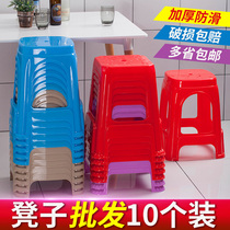 Anti-slip thickened plastic stool living room adult plastic chair round stool table high bench for shoe changing shoes glue square stool for home