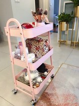 Beauty trolley hairdressing trolley hair salon storage car pattern embroidery tool car kitchen storage car mobile with wheels