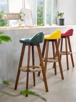 Nordic solid wood bar chairs high stools home bar stools bar chairs modern simple footstools bench high stools