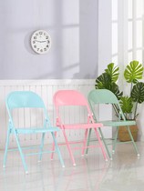ins wind iron art chair folded chair backrest simple stool Home dining chair minimalist Dormitory Computer Chair