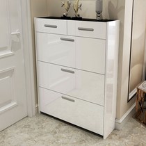 Ultra-thin shoe cabinet White paint 17cm household large capacity modern simple entry home small shoe cabinet flip-type door