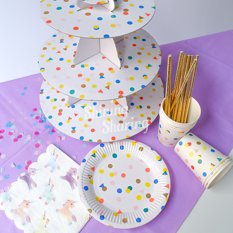 Square party exit color paper cup cake rack birthday party wedding dessert table layout