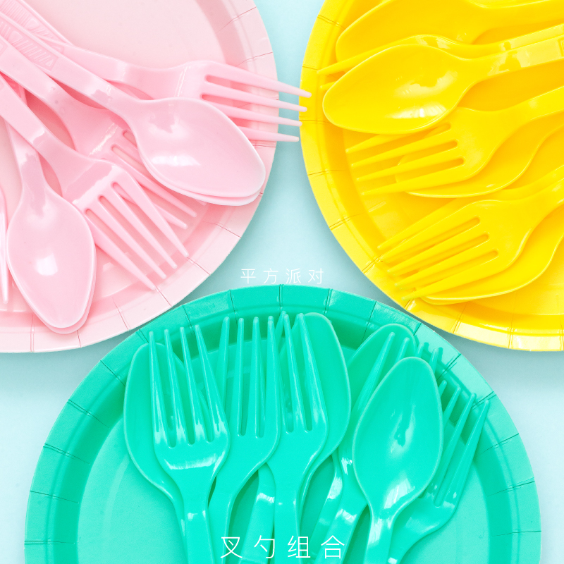 ENVIRONMENTALLY FRIENDLY DISPOSABLE PLASTIC KNIFE FORK SPOON SUIT BIRTHDAY CAKE PICNIC CUTLERY STIR-SPOON HARD STRAW