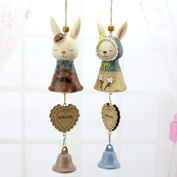 New arrival zakka Groceries Carto Rabbit Resin Crafts Hanging Wind Chimes Couple Student Birthday Valentine's Day Gift